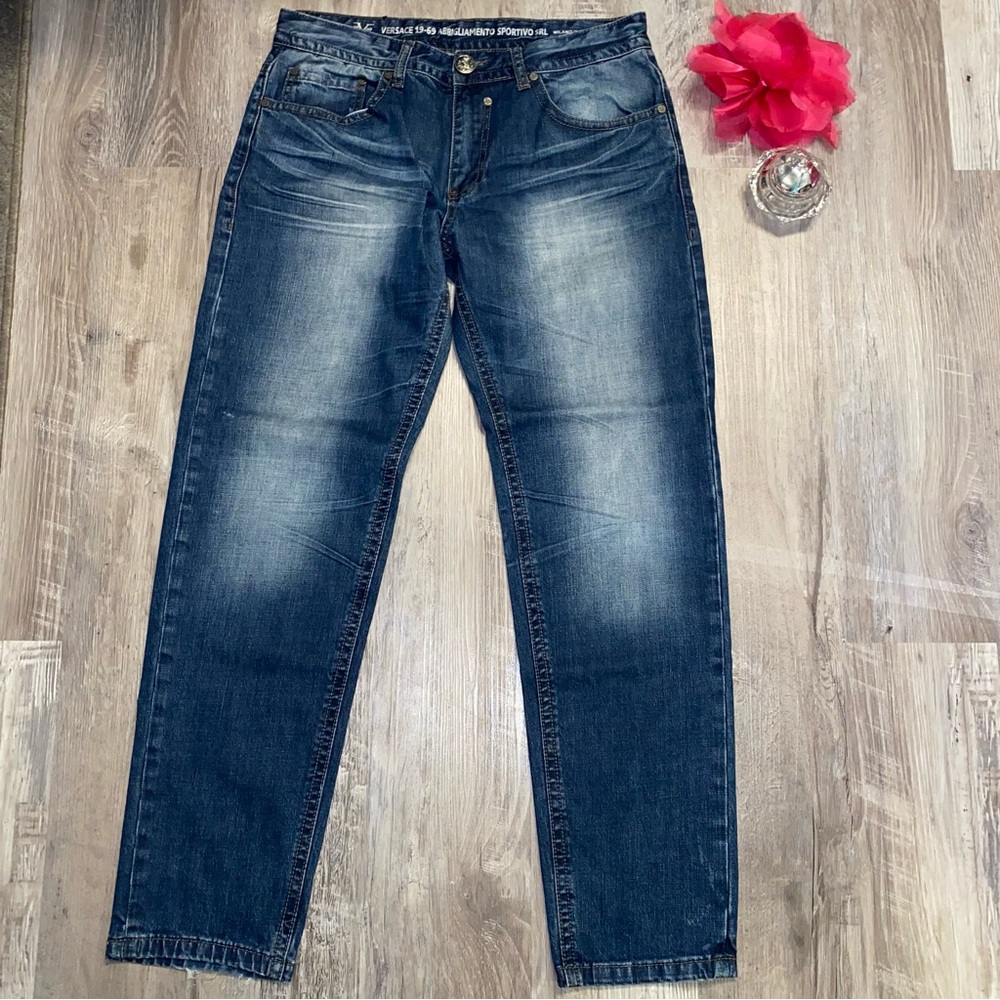 Versace Men's Slim Straight Jeans - Dark Blue